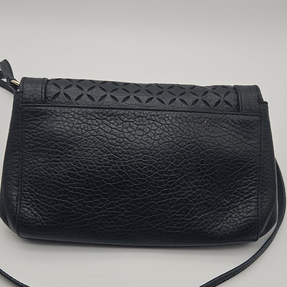 Kate Spade Perry Lane Greer Crossbody Black Pebbled Leather Bag Latice Laser Cut - Picture 4 of 12